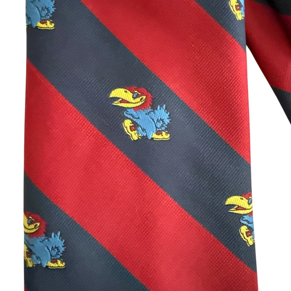 THE TOWN SHOP Kansas University Jayhawks Red Blue Striped Mens Tie